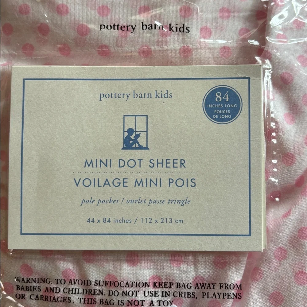 Pottery Barn Kids Pink Dot Sheer Curtain Panels 44x84 - 2 panels
